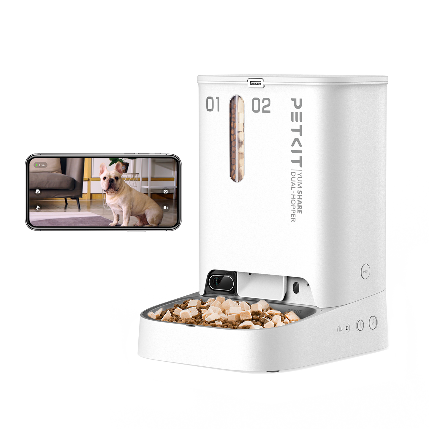 Distributor for Petkit, Catlink and Pidan - Petland Company Limited PETKIT SMART PET FEEDER - YUMSHARE DUAL HOPPER WITH CAMERA PETKIT CAT DOG